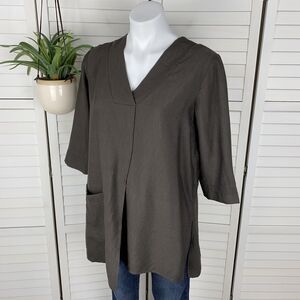 Niche Nilgun Derman Rayon Reef Tunic Top Brown Lagenlook Asymmetric‎ Hem Size XS